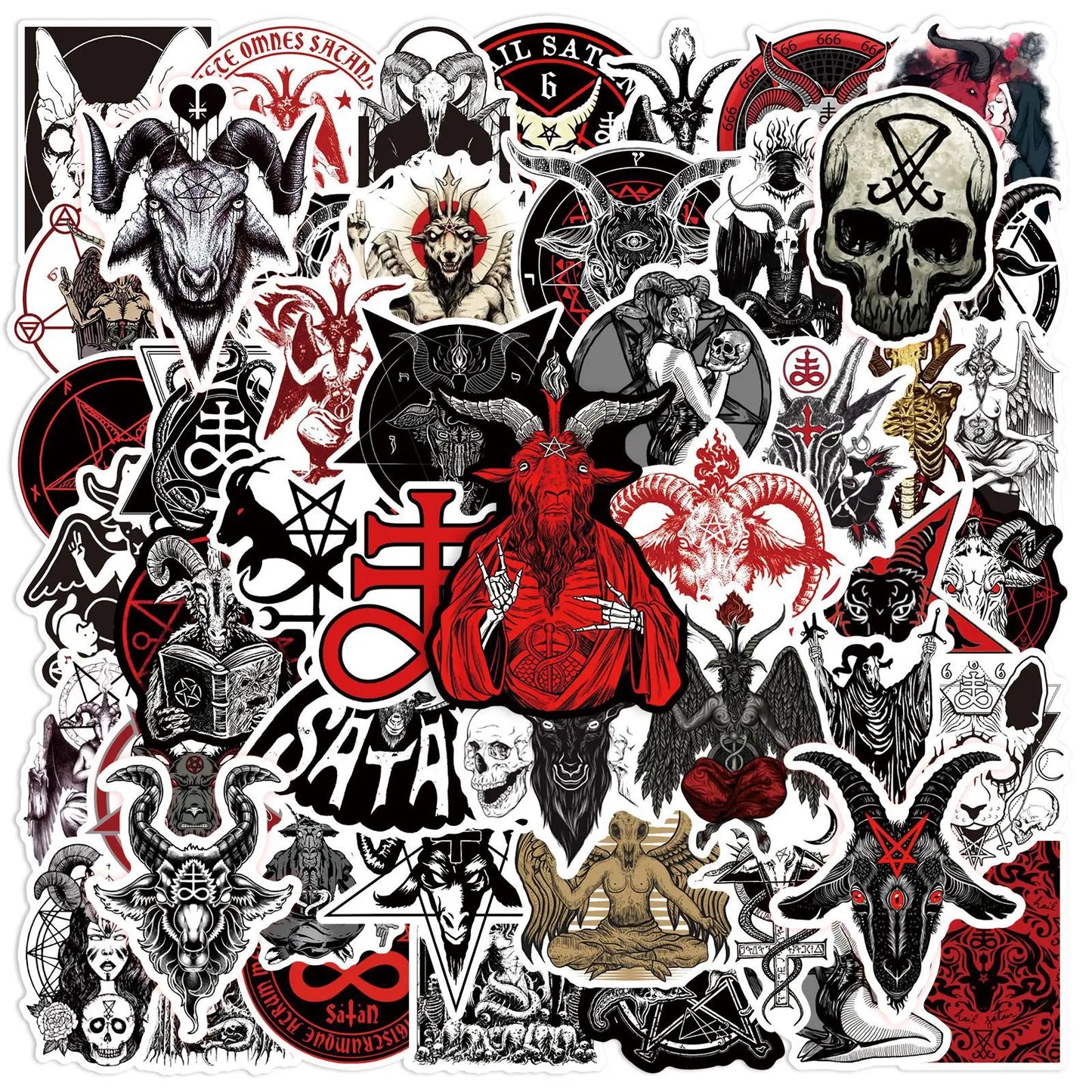 50PCS New Trend Devil Satan Sticker Graffiti Helmet Water Cup DIY Waterproof PVC Graffiti Sticker personal Toys