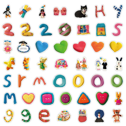 100PCS Cute Cartoon Playdough Doodle Stickers Personalised Fashion Creative DIY Beautifully Decorative Decals Toys Laptop IPad Skateboards Mugs Helmets Popular Stickers Gifts