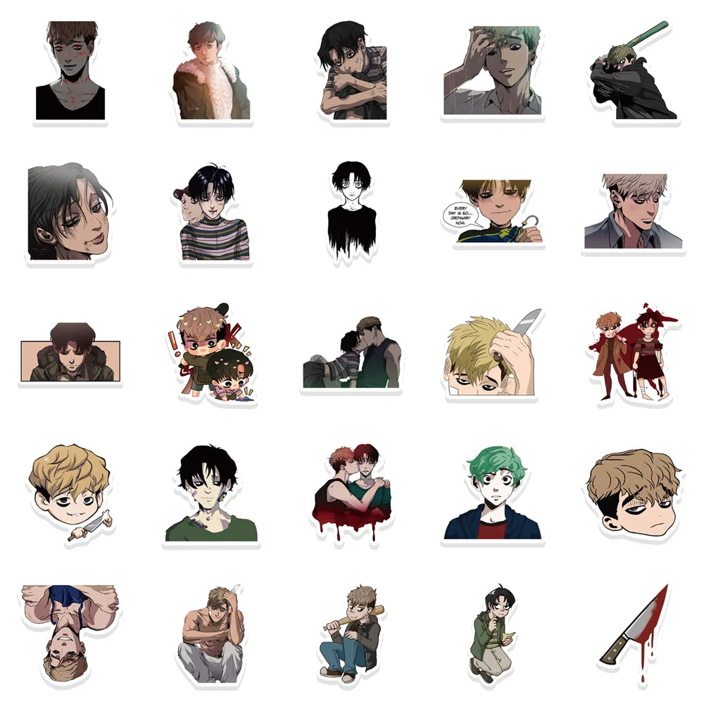 50PCS cartoon and anime killing track graffiti stickers, personalized and fashionable DIY creative decorative stickers, toys, refrigerators, skateboards, water cups, helmets, and popular exquisite stickers