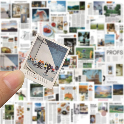 52 pieces of artistic cut newspaper art cartoon trendy graffiti stickers, personalized DIY decorative decal toys, laptops, ipads, skateboards, helmets, and exquisite and popular stickers