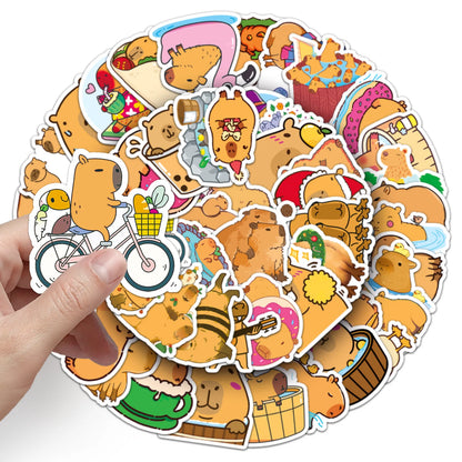 50PCS   Cartoon Animal Capybara Sticker Graffiti iPad Desk Notebook  Car Computer Pattern Scrapbook Toy Decoration