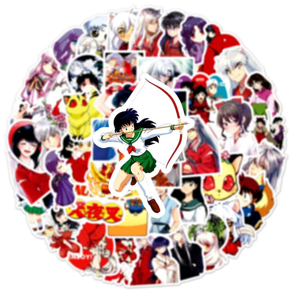 50PCS cartoon animation Inuyasha fox demon creative graffiti stickers, personalized DIY decorative exquisite decal toys, skateboards, bicycles, cars, helmets, laptops, popular stickers