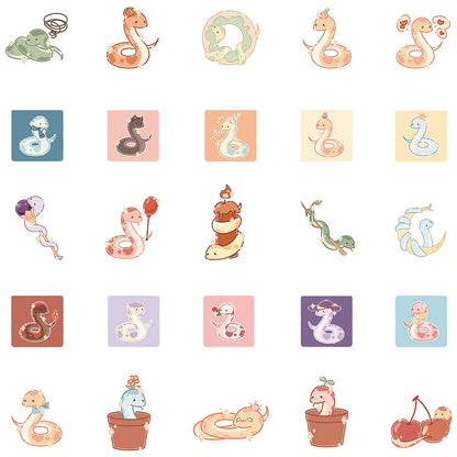 50PCS Cartoon Cute Snake Sticker For iPad Toy Luggage Laptop iPad Skateboard Notebook Cup DIY Sticker