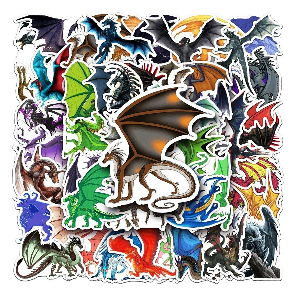 50PCS Cartoon Dragon Cool Animal Creative Graffiti Sticker Bike Skateboard Refrigerator Helmet Laptop Suitcase