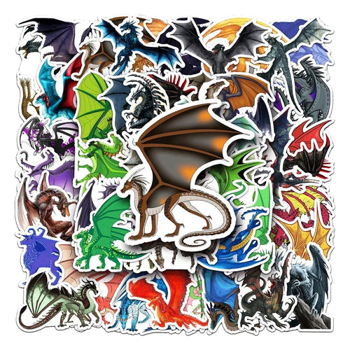 50PCS Cartoon Dragon Cool Animal Creative Graffiti Sticker Bike Skateboard Refrigerator Helmet Laptop Suitcase