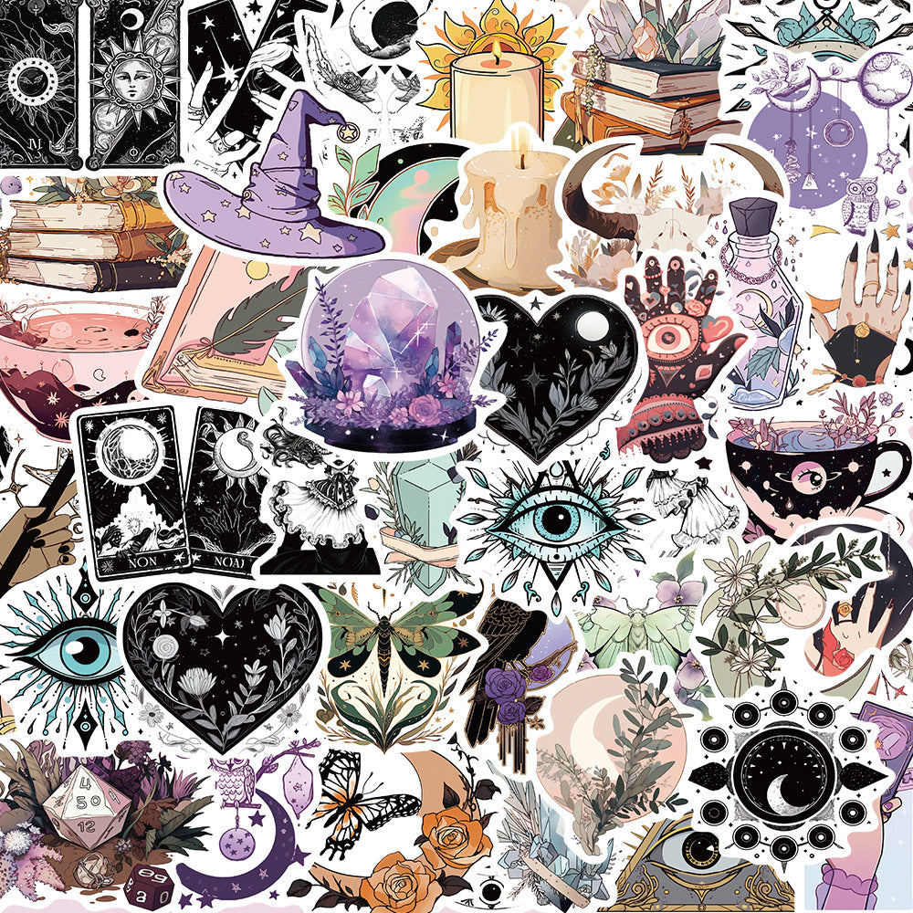 50PCS Cartoon Witch Doodle Stickers Exquisite, Fashionable, Creative DIY Journal Decorations Suitable for Suitcases, Skateboards, Laptops, Refrigerators, Phone Cases, and Stationery Boxes