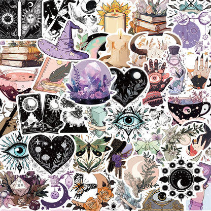 50PCS Cartoon Witch Doodle Stickers Exquisite, Fashionable, Creative DIY Journal Decorations Suitable for Suitcases, Skateboards, Laptops, Refrigerators, Phone Cases, and Stationery Boxes