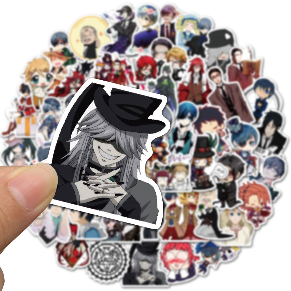 50PCS Black Butler Inspired Stickers, Gothic Butler & Demon Cartoon Doodles for Anime Fans and Journals