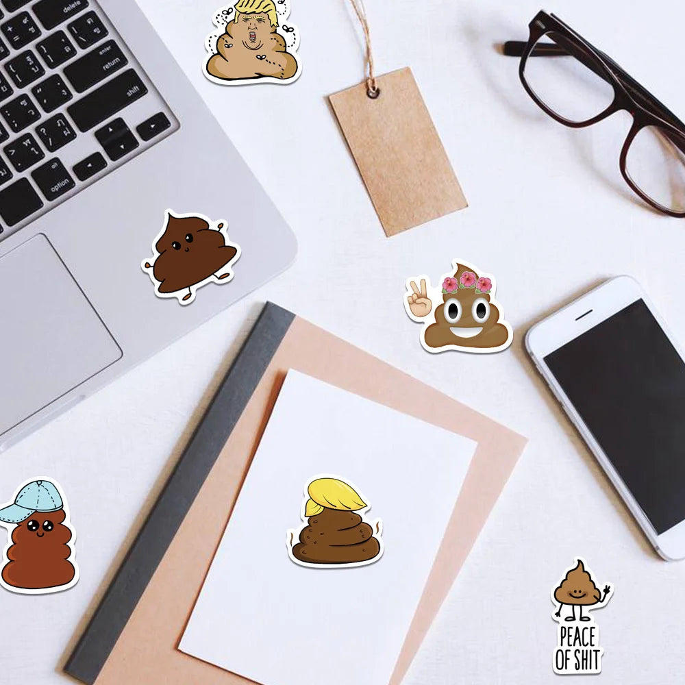 60PCS of poop fun and creative expression spoof graffiti stickers, personalized and fashionable creative trend decorated exquisite decal toys, refrigerator, guitar, skateboard, water cup, helmet, popular stickers