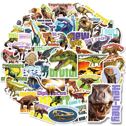 50PCS Realistic Dinosaur Cartoon Gift Sticker For Toys Luggage Laptop DIY Skateboard Guitar Notebook Refrigerator