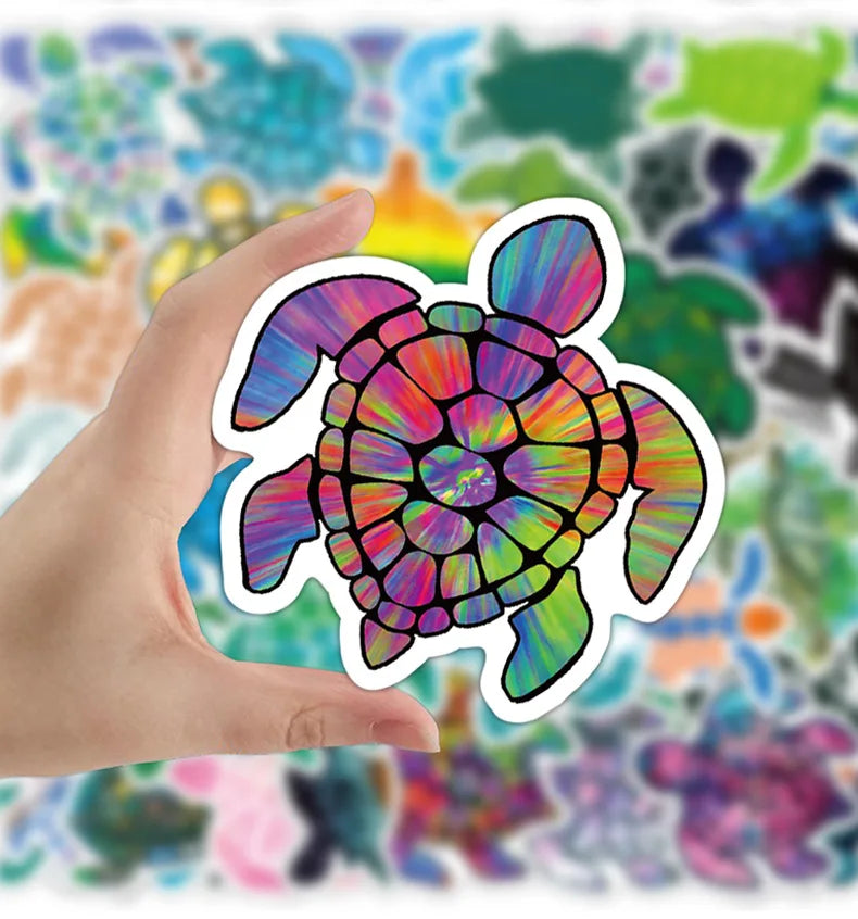 50PCS Cartoon Colorful Turtle Sticker Graffiti Luggage Desk Helmet Car Computer Pattern Scrapbook Toy Decoration