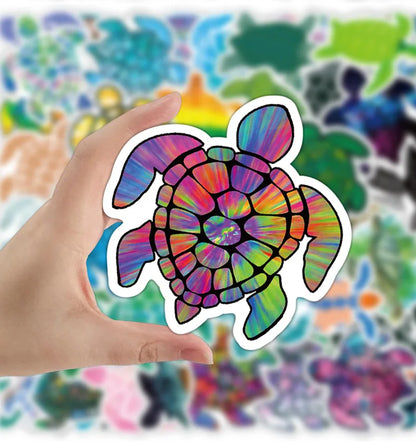 50PCS Cartoon Colorful Turtle Sticker Graffiti Luggage Desk Helmet Car Computer Pattern Scrapbook Toy Decoration