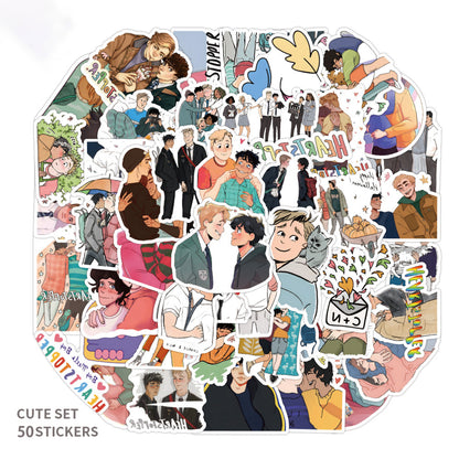 50PCS Heartstopper Inspired Stickers - LGBTQ+ Anime Decals for Journals, Laptops, Water Bottles & Pride Theme Gifts