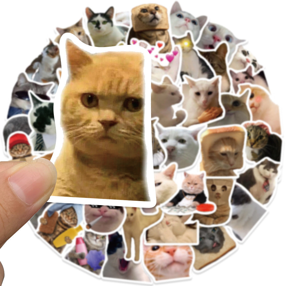 50PCS Funny Cat Stickers - Cute & Hilarious Decals for Laptops, Water Bottles, Planners & Cat Lover Gifts