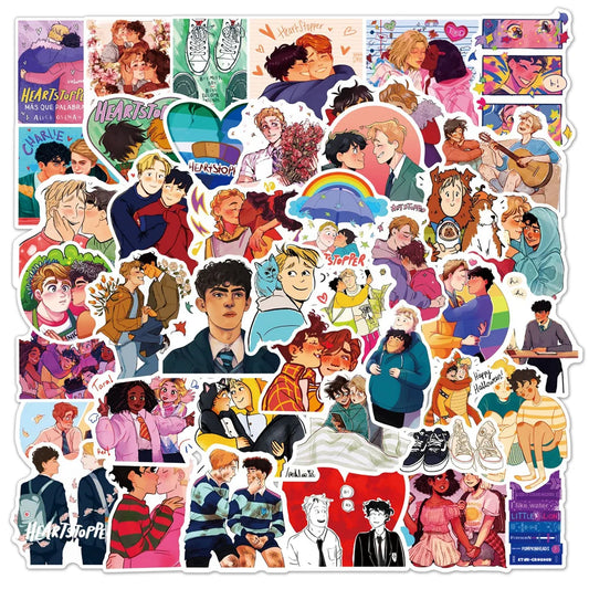 50PCS    DatingGay Heartstopper Graffiti Waterproof Sticker Creative Trend Personalized Decoration Water Cup Guitar