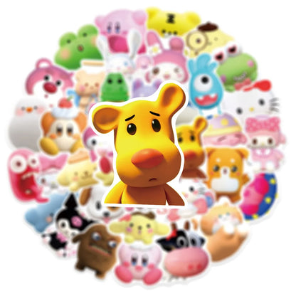 50PCS Cute 3D Graffiti Waterproof Sticker Creative Personality Decoration Water Cup Refrigerator SkateboardHelmet