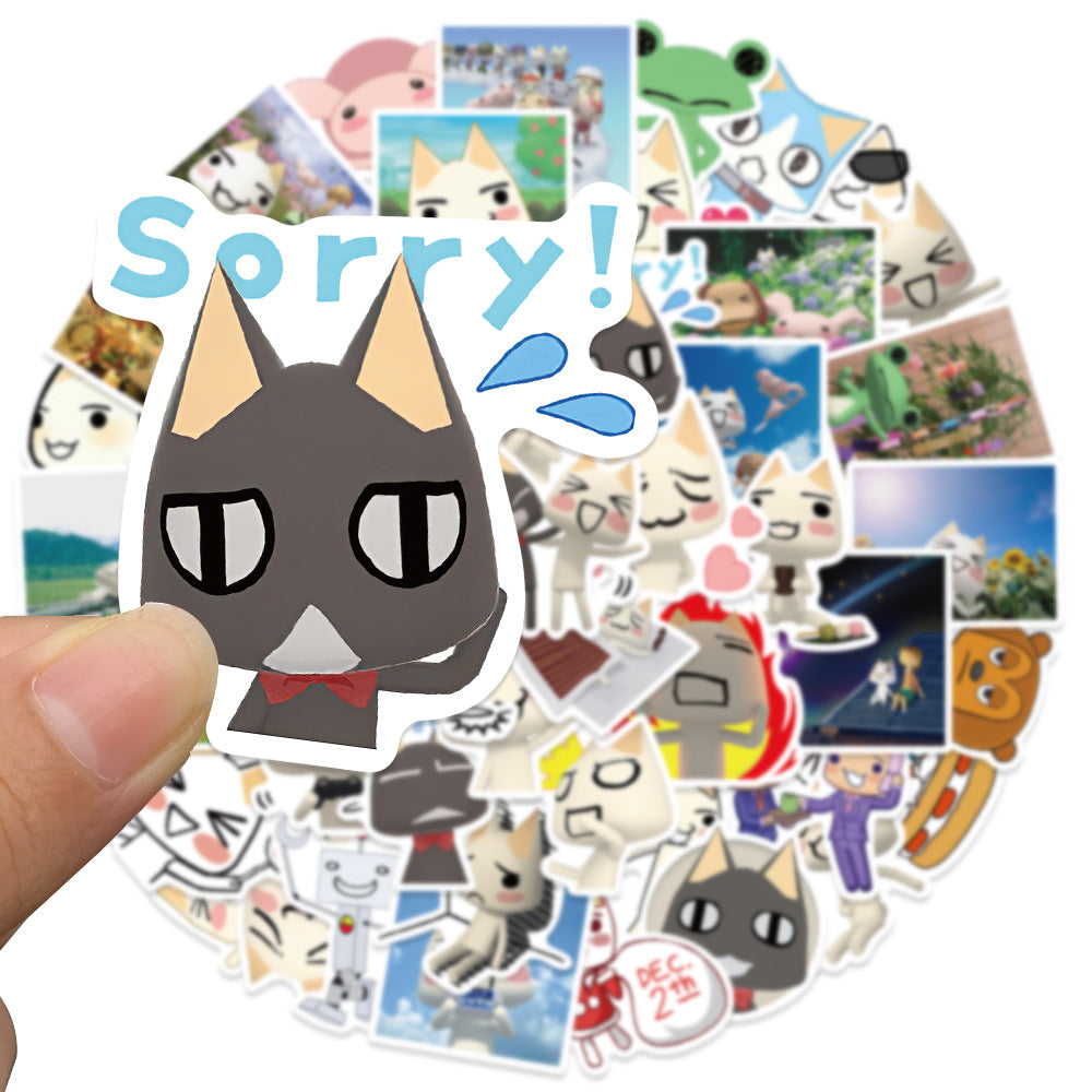 50PCS Cute Cat Doodle Stickers, Cartoon Kitten Vinyl Decals for Laptop, Journal, Water Bottle