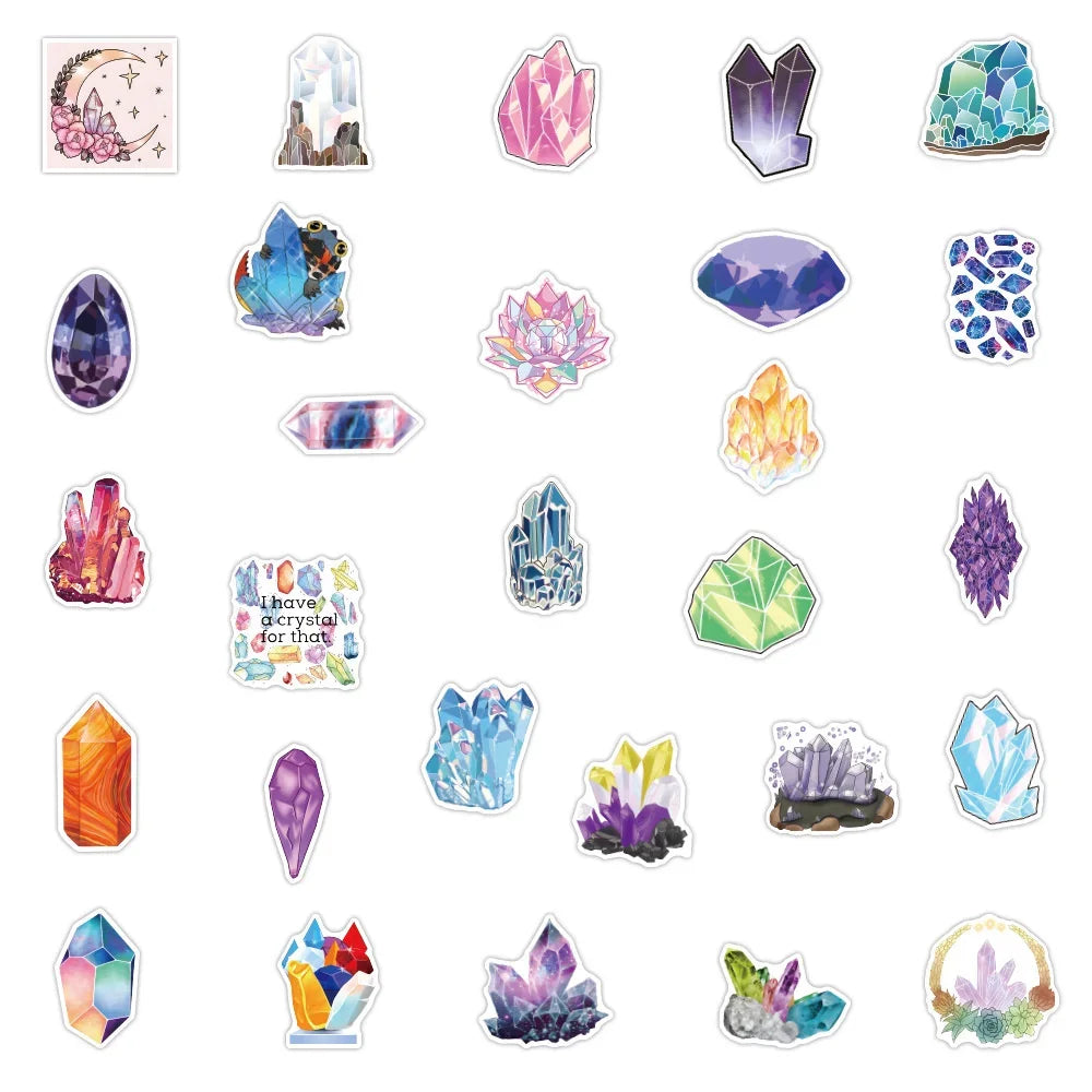 50PCS Crystal Graffiti Sticker Waterproof Removable Notebook Skateboard Trunk Motorcycle Guitar Cup Personality
