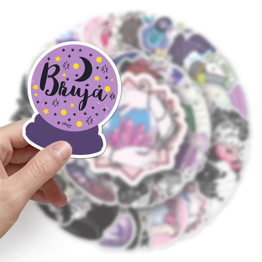 50PCS Witch Cool Graffiti Waterproof Sticker Creative Trend Personalized Decoration Refrigerator Cup HelmetGuitar