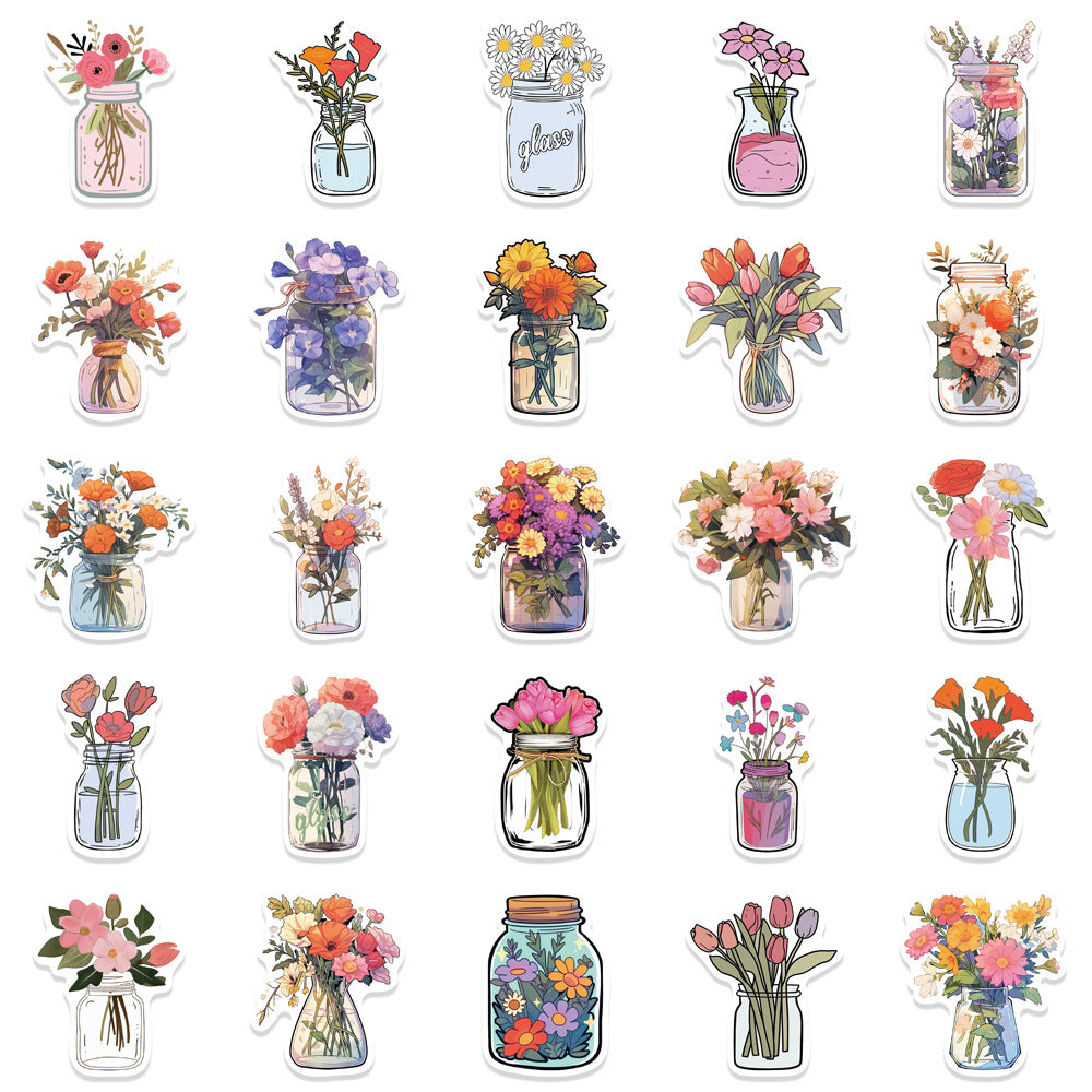 50PCS Florilegium Stickers - Botanical Poetry Decals for Wunderkammer Journals, Pressed Flower Archives & Secret Garden Ephemera