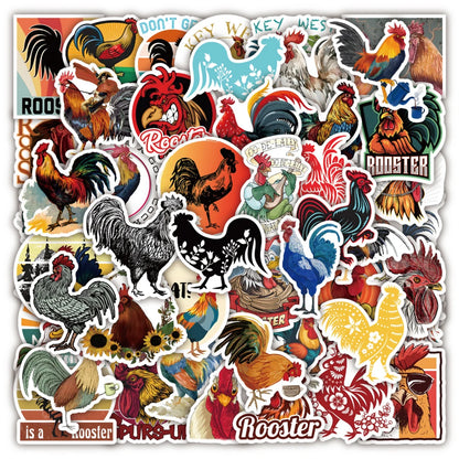 50 pieces of cartoon animal rooster creative graffiti stickers, personalized DIY bicycle, skateboard, car helmet, laptop, phone case decorative sticker toys