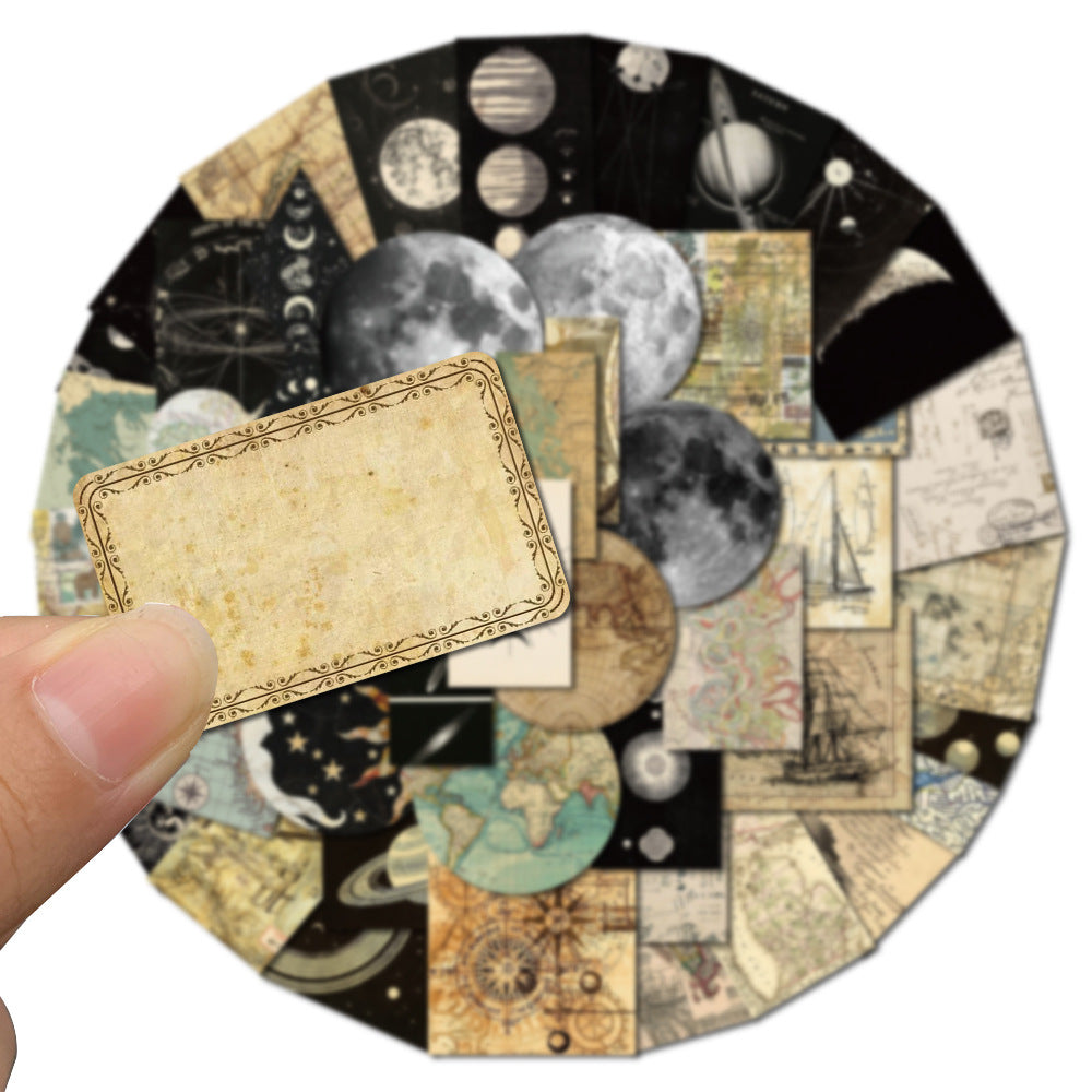 50PCS Vintage Map Stickers - Retro Travel Decals for Journals, Planners, Water Bottles & Adventure Theme Gifts