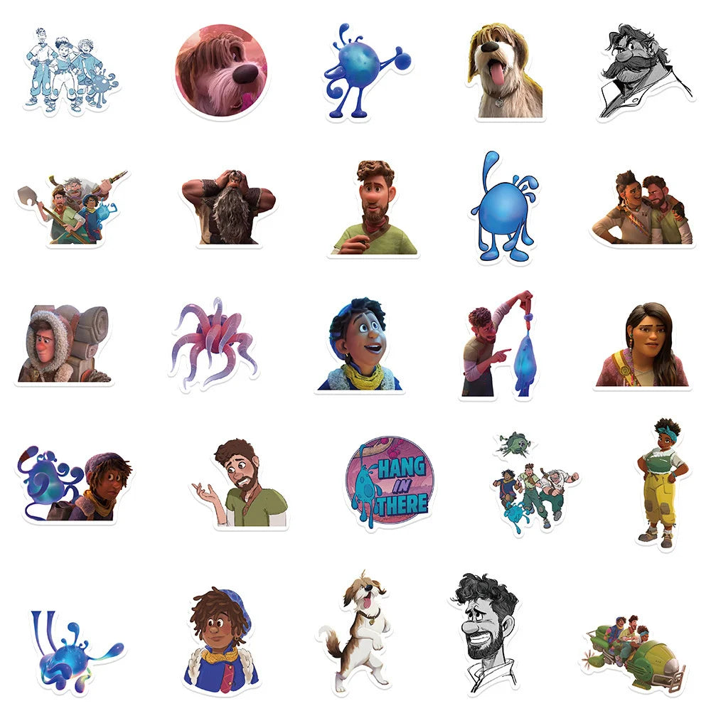 50 pieces of Strange World cartoon graffiti stickers, personalized, fashionable and creative DIY exquisite and trendy decorative stickers, refrigerator, skateboard, mug, helmet, guitar, popular sticker toys