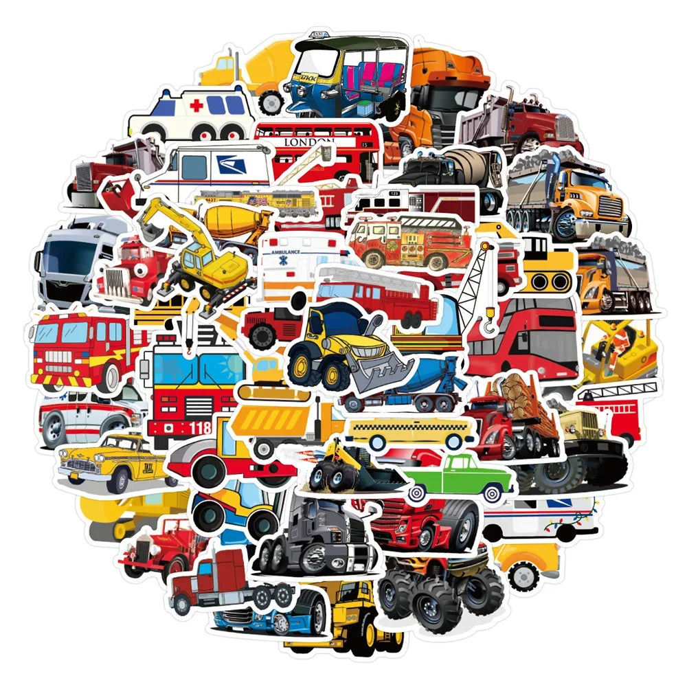 50PCS New Car Truck Graffiti Sticker Waterproof Luggage Laptop Scooter Water Cup Refrigerator Sticker