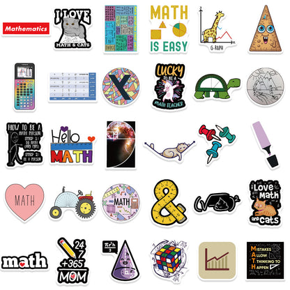 50PCS Math Doodle Stickers, Cartoon Formula & Calculator Decals for Student Planners, Notes, and School Supplies