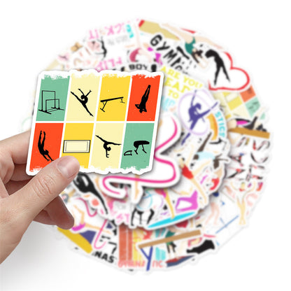 50PCS Gymnastic Bodies Politics Stickers - Disciplined Kinetics Decals for Biomechanical Perfection Logs, Sportive Aesthetics Maps & Corporeal Discipline Archives
