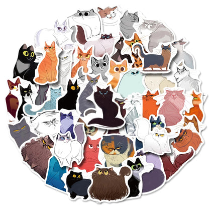 100PCS Japanese Cute Illustration Cat Stickers Personality Creative Cartoon Stationery Laptop Graffiti Stickers