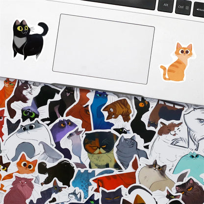 100PCS Japanese Cute Illustration Cat Stickers Personality Creative Cartoon Stationery Laptop Graffiti Stickers