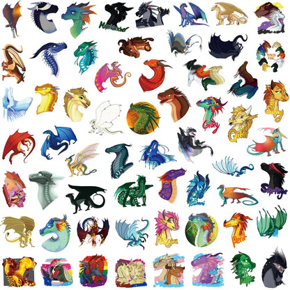 60PCS Firewing Flying Dragon Cartoon Graffiti Stickers Personalized Fashion Creative DIY Exquisite Decorative Decals Toys For Car Trolley Cases Laptop Personalized Guitar Water Cup Popular Stickers