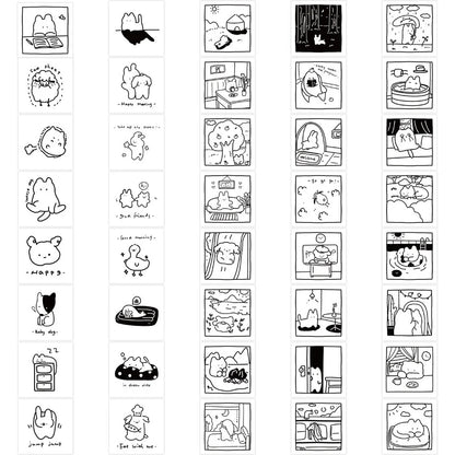 40PCS Cartoon Black And White Sketch Doodle Stickers Personality Fashion Creative DIY Fine Decorative Stickers Skateboard Refrigerator Water Cup Helmet Guitar Popular Decals Toys
