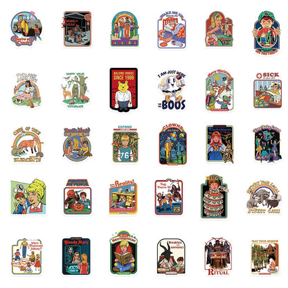 50PCS cartoon retro personalized style graffiti stickers, personalized fashion and creative DIY exquisite decorative decal cups, helmets, skateboards, popular sticker toys