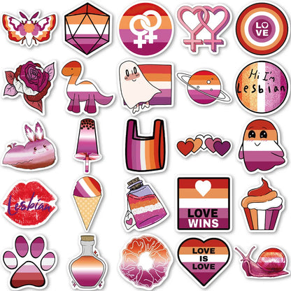 50PCS Lesbian Pride Graffiti Waterproof Sticker Personalized Laptop Refrigerator Skateboard Guitar Lily Water Cup
