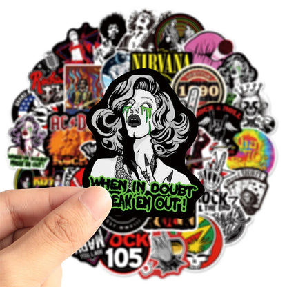50pcs Trend Rock Band Graffiti Stickers For Toy Luggage Laptop Ipad Skateboard Guitar Motorcycle Gift Stickers