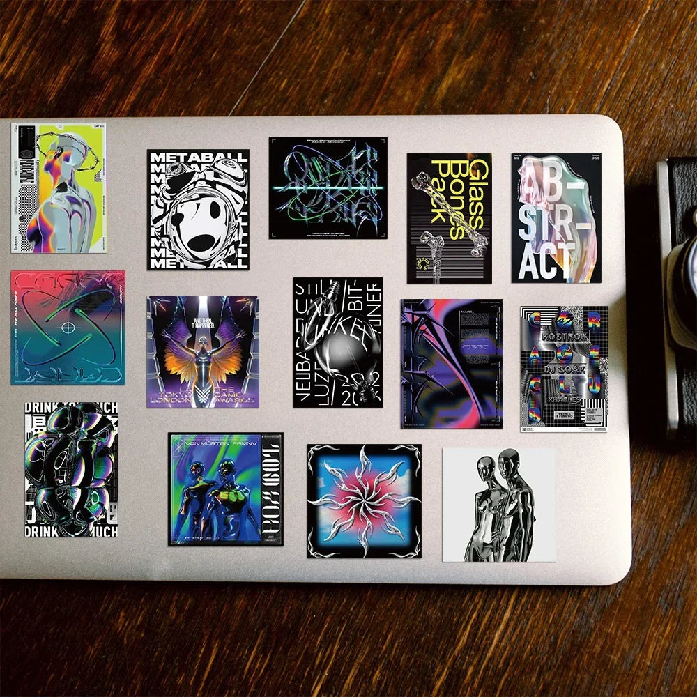 50PCS Trendy Style Acidic Design Graffiti Sticker Waterproof Luggage Refrigerator Water Cup Personalized Sticker