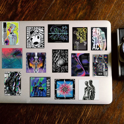 50PCS Trendy Style Acidic Design Graffiti Sticker Waterproof Luggage Refrigerator Water Cup Personalized Sticker