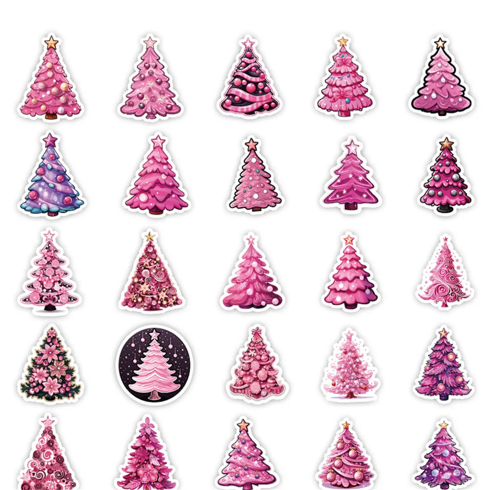 50PCS New Ins Christmas Tree Stickers Cartoon Creative Animation IPad Desk Luggage Chair Decoration Waterproof