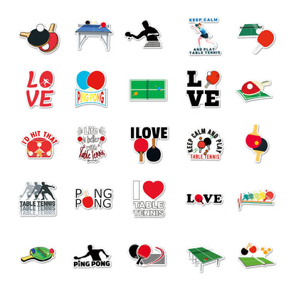50PCS Cartoon Table Tennis Sticker Graffiti iPad  Helmet Car Guitar DIY Personalized Wall Sticker Toy Decoration