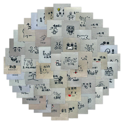 63 pieces of cartoon hand-drawn small expression graffiti stickers, personalized fashion and creative trend DIY exquisite decorative stickers, refrigerator toys, skateboard helmets, guitar popular stickers