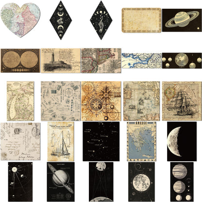 50PCS Vintage Map Stickers - Retro Travel Decals for Journals, Planners, Water Bottles & Adventure Theme Gifts
