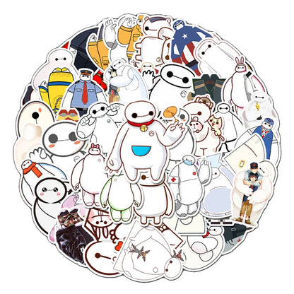 50PCS Cartoon Big White Decorative Stickers Suitcase Skateboard Guitar Car Waterproof Graffiti Suitcase Stickers
