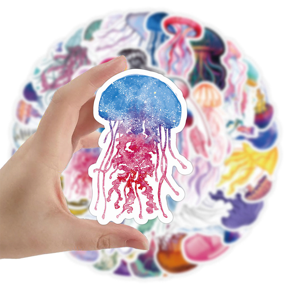 50PCS Medusan Consciousness Stickers - Bioluminescent Sentience Decals for Pre-Nervous System Journals, Neural Network Precursor Maps & Mind Without Brain Studies