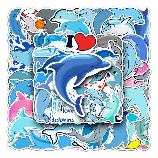50PCS Cute Dolphin Cartoon Sticker Toy Luggage Laptop iPad Skateboard Phone DIY Water Cup Guitar Fridge Sticker