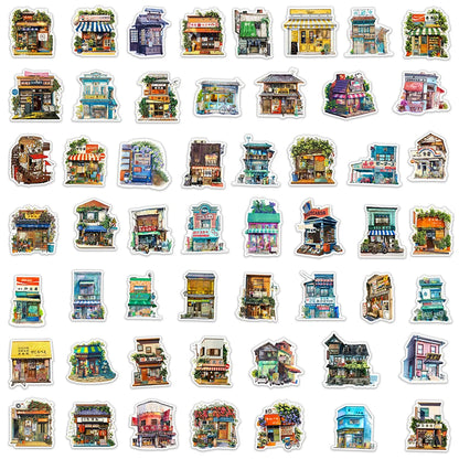 50pcs Japanese Corner Shop Cartoon Graffiti Waterproof Sticker Decoration Creative Refrigerator Skateboard Decal