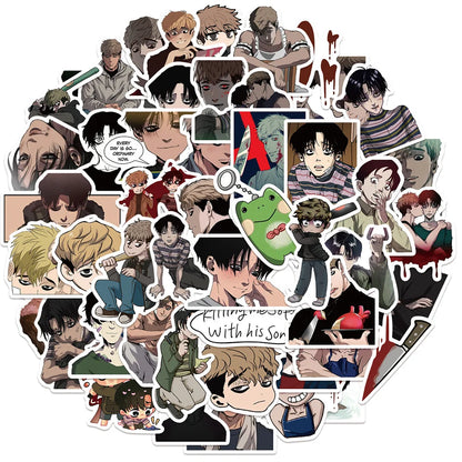 50PCS cartoon and anime killing track graffiti stickers, personalized and fashionable DIY creative decorative stickers, toys, refrigerators, skateboards, water cups, helmets, and popular exquisite stickers