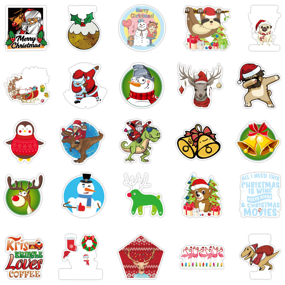 50PCS Subverted Santa Claus Stickers - Deconstructed Christmas Icon Decals for Festive Anarchy Journals, Gift Economy Critiques & Holiday Rebellion Projects