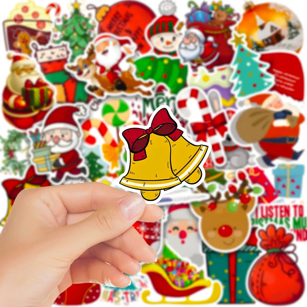 50PCS Trendy Cartoon Animation Christmas Graffiti Helmet Cup DIY PVC Waterproof Graffiti Sticker  personal Toys